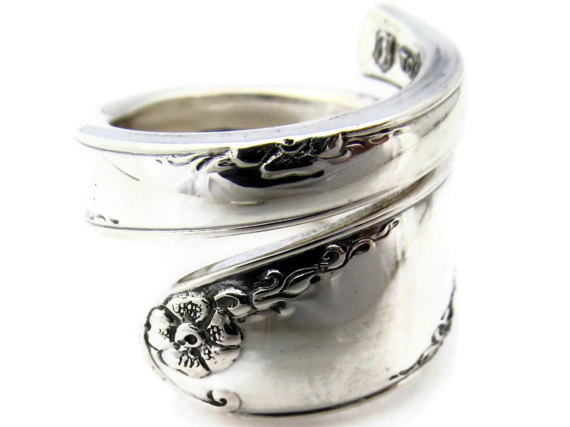 Spoon Ring Sterling Silver Madiera size 6-12  Wrapped Mondernist Style