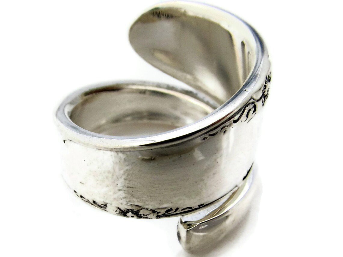 Spoon Ring Sterling Silver Madiera size 6-12  Wrapped Mondernist Style