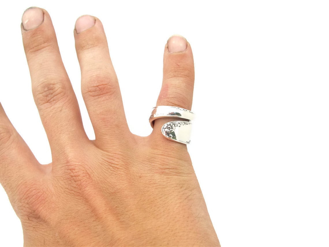 Spoon Ring Sterling Silver Madiera size 6-12  Wrapped Mondernist Style