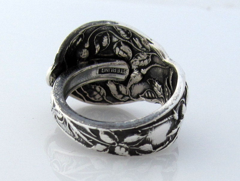 Sterling Silver Spoon Ring High Detail Rose
