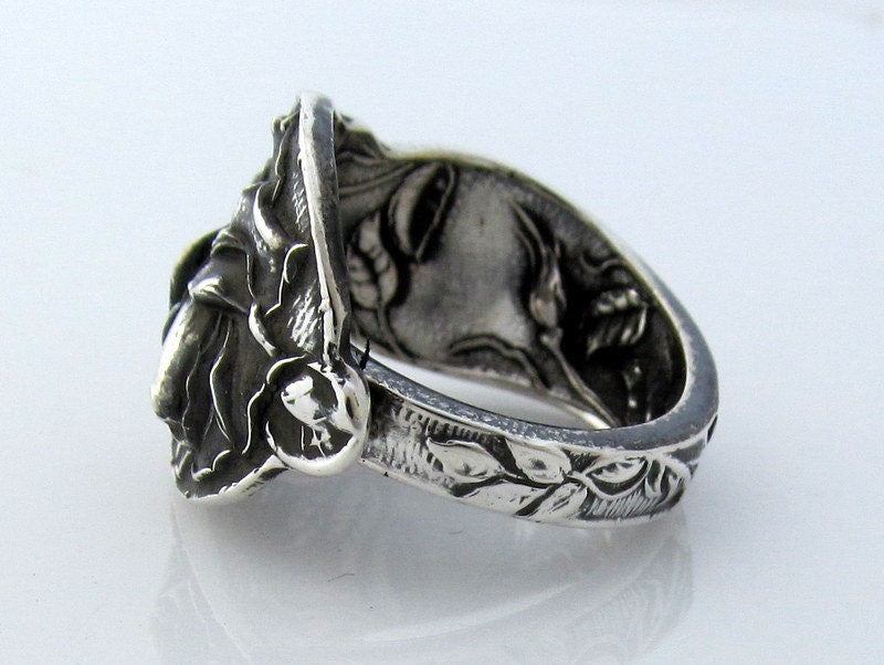 Sterling Silver Spoon Ring High Detail Rose