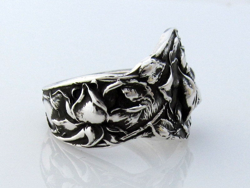 Sterling Silver Spoon Ring High Detail Rose