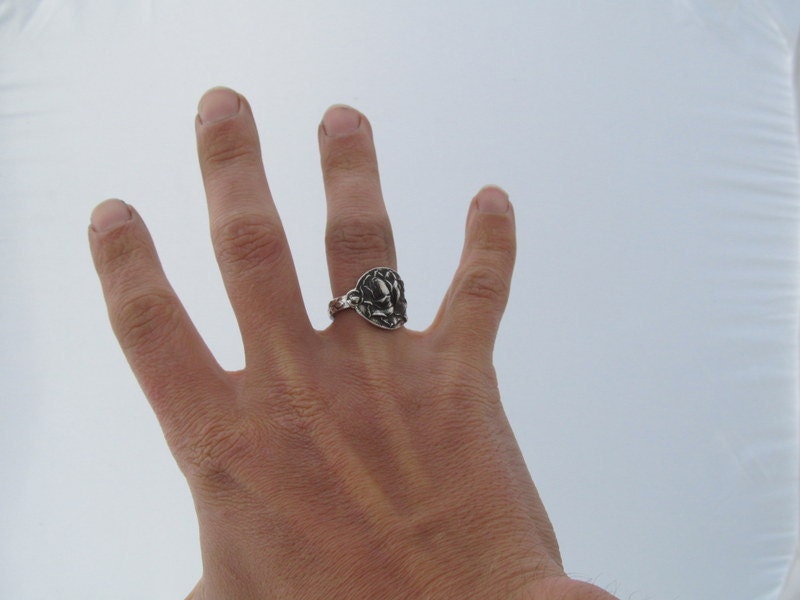 Sterling Silver Spoon Ring High Detail Rose