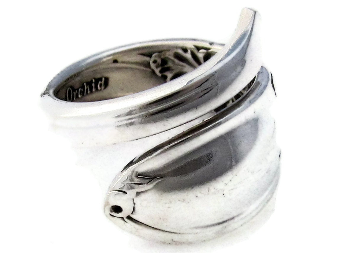 Demitasse Spoon Ring White Orchid Wrapped Ring Dainty Ring