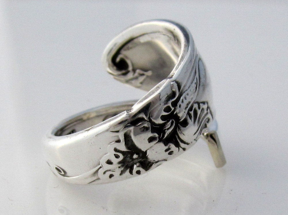 Demitasse Spoon Ring White Orchid Wrapped Ring Dainty Ring