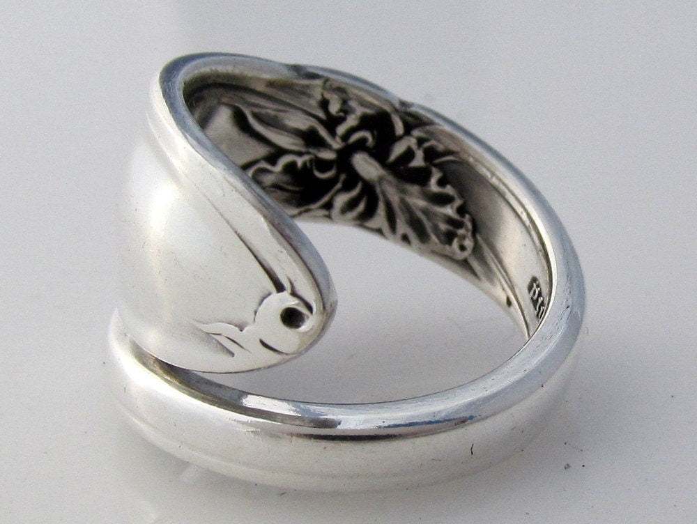 Demitasse Spoon Ring White Orchid Wrapped Ring Dainty Ring