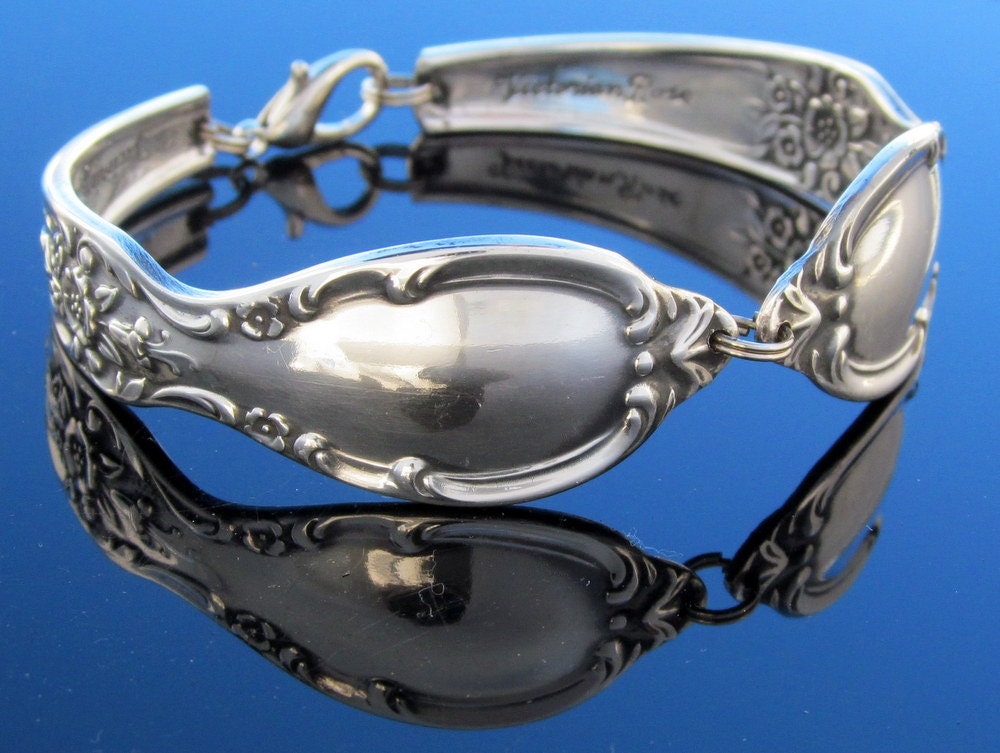 Silver Rose Bracelet Spoon Bracelet Victorian Rose 1954 Gift for Her Christmas Gift On Sale Bracelet Silverware Bracelet