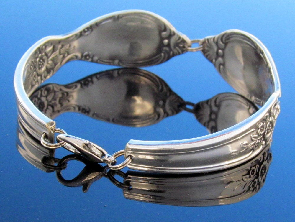 Silver Rose Bracelet Spoon Bracelet Victorian Rose 1954 Gift for Her Christmas Gift On Sale Bracelet Silverware Bracelet