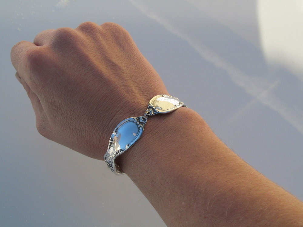 Silver Rose Bracelet Spoon Bracelet Victorian Rose 1954 Gift for Her Christmas Gift On Sale Bracelet Silverware Bracelet