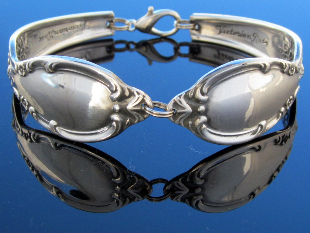 Silver Rose Bracelet Spoon Bracelet Victorian Rose 1954 Gift for Her Christmas Gift On Sale Bracelet Silverware Bracelet
