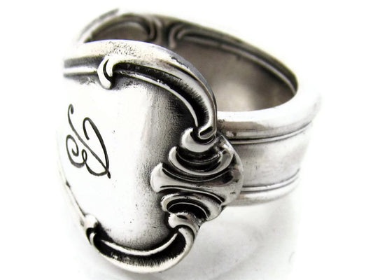 Silver Spoon Ring Size 3 to 15 Signature With B Monogram Classic Style