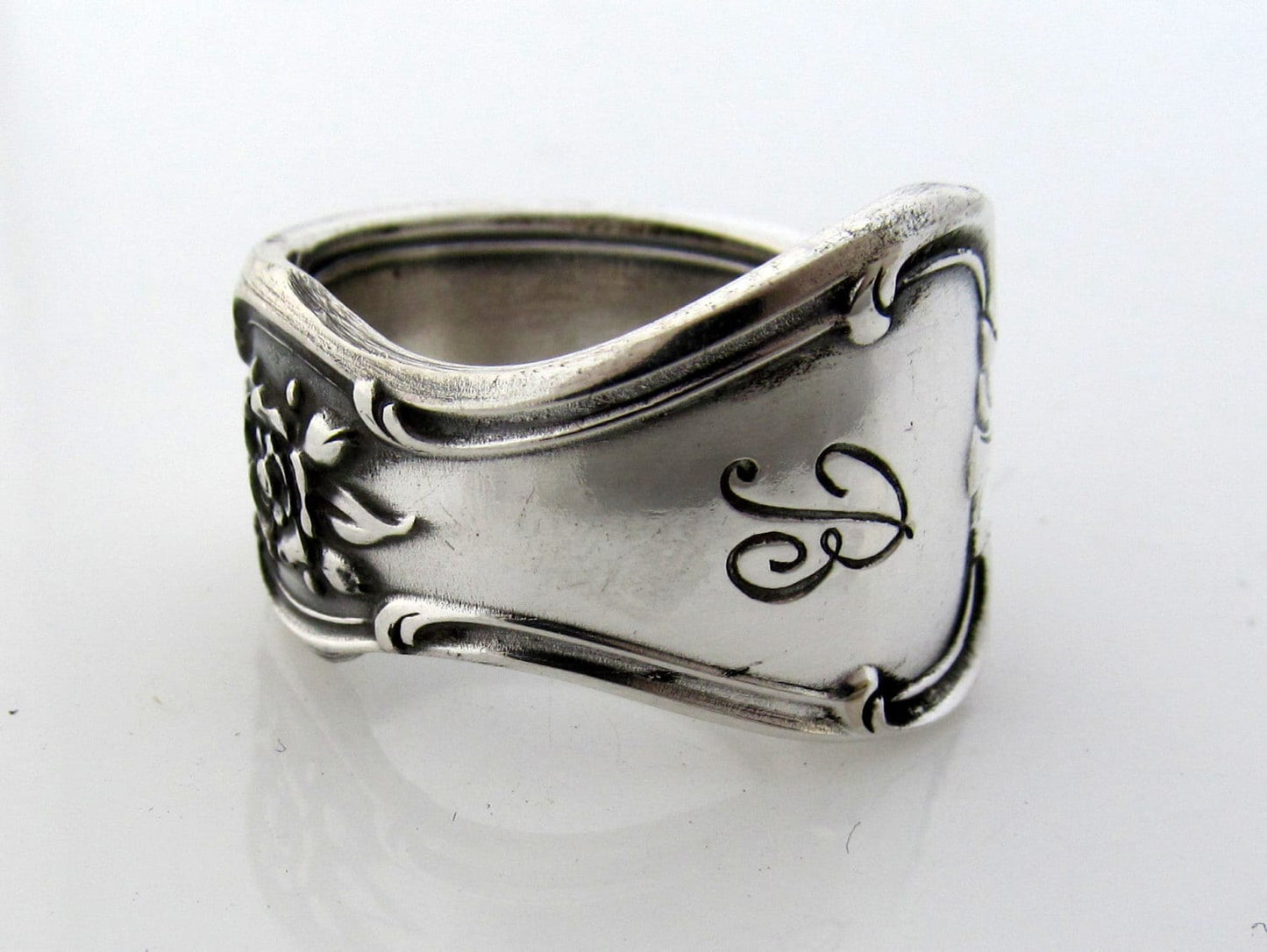 Silver Spoon Ring Size 3 to 15 Signature With B Monogram Classic Style