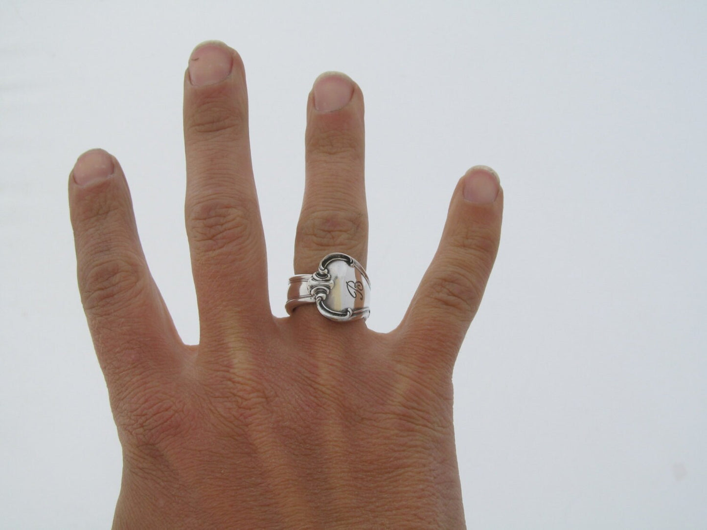 Silver Spoon Ring Size 3 to 15 Signature With B Monogram Classic Style