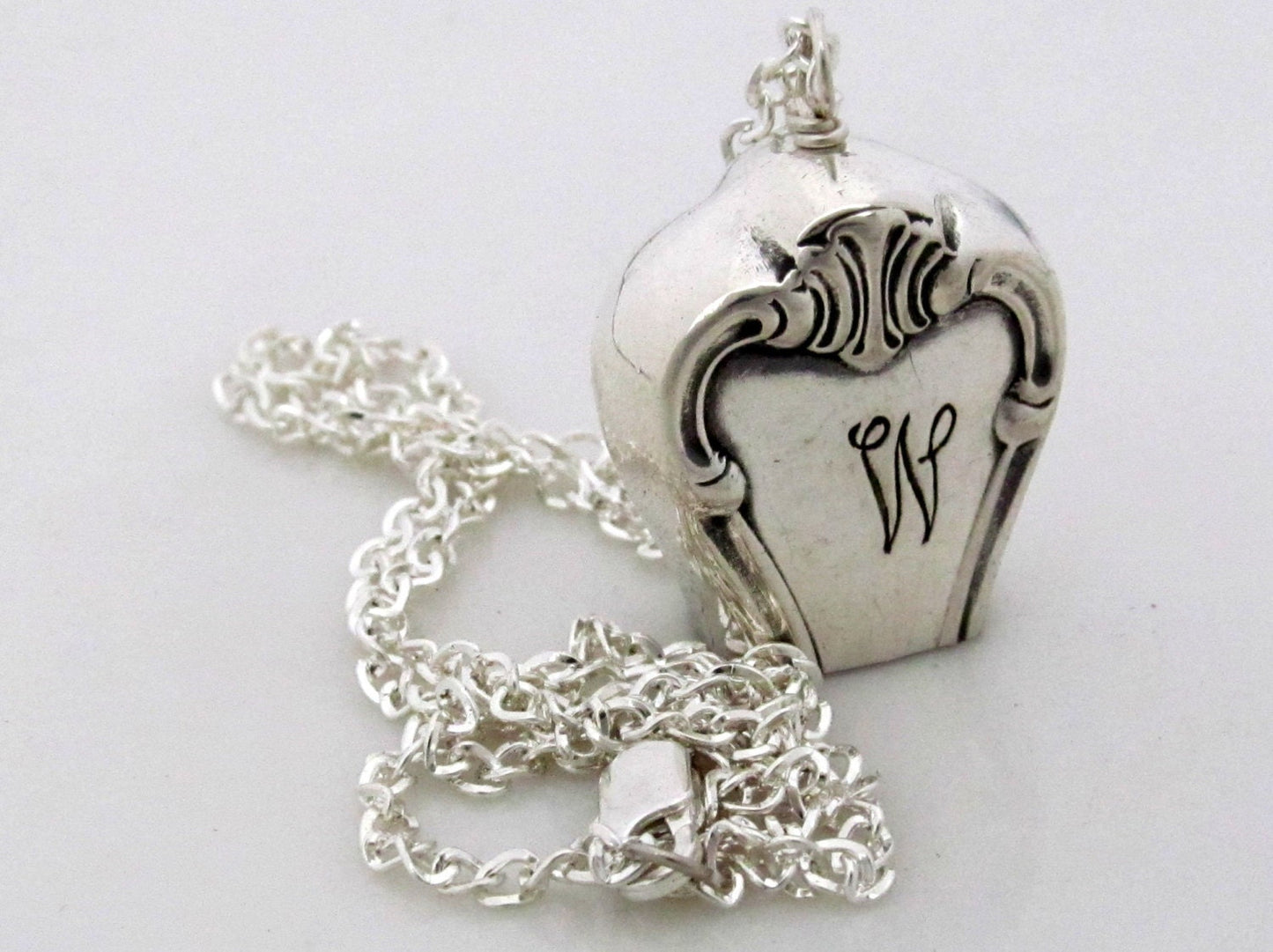 Knife Bell Necklace Pendant Signature W Monogram 1950