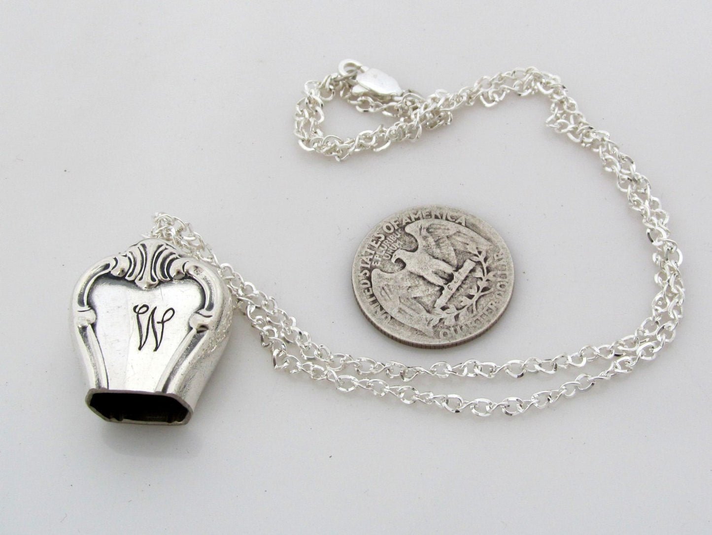 Knife Bell Necklace Pendant Signature W Monogram 1950