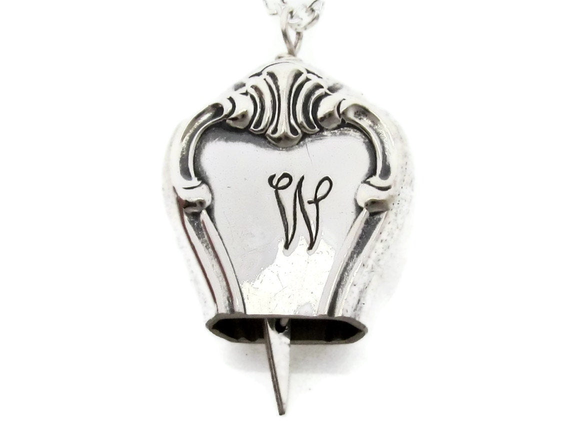 Knife Bell Necklace Pendant Signature W Monogram 1950