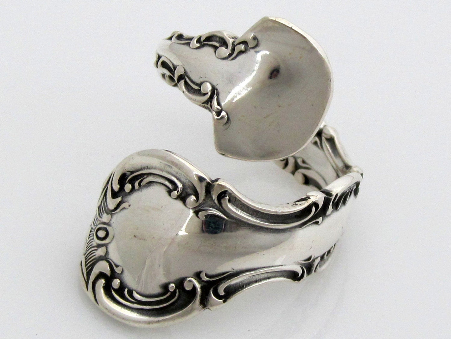 Sterling Silver Spoon Ring Size 3 - 8 Strasbourg Wrapped Adjustable Demitasse