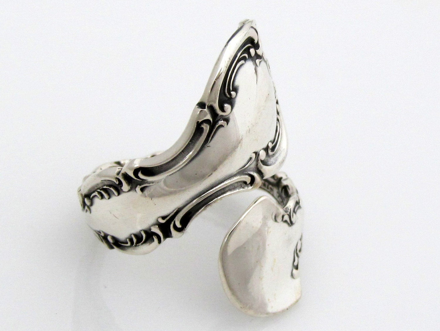 Sterling Silver Spoon Ring Size 3 - 8 Strasbourg Wrapped Adjustable Demitasse
