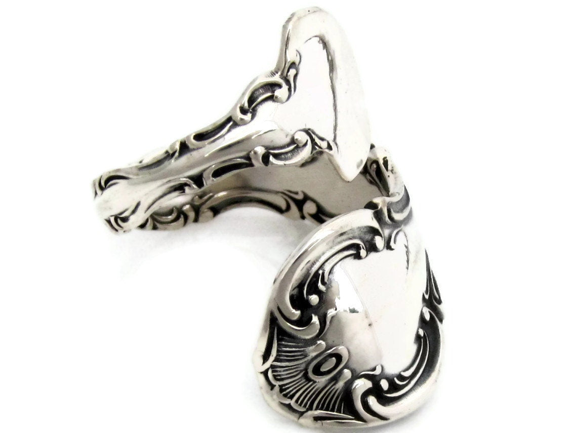 Sterling Silver Spoon Ring Size 3 - 8 Strasbourg Wrapped Adjustable Demitasse