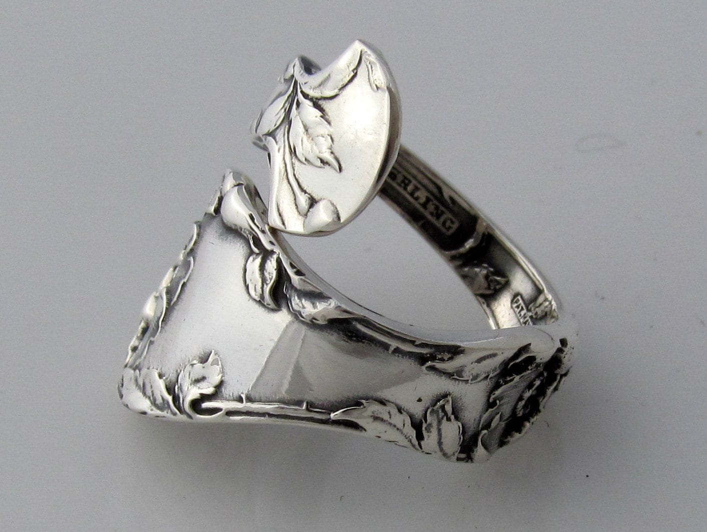 Wild Rose Sterling Spoon Ring Les Cinq Fleurs Art Nouveau 1900 Demitasse Ring